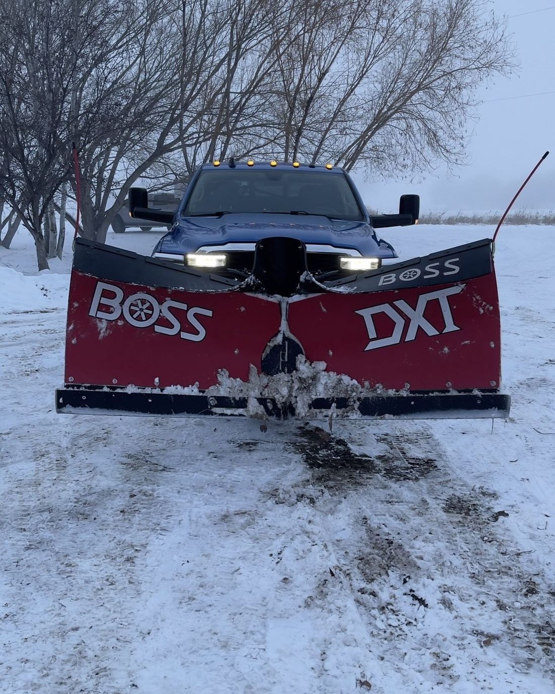 BOSS DXT V-plow truck ready for snow removal in East Idaho